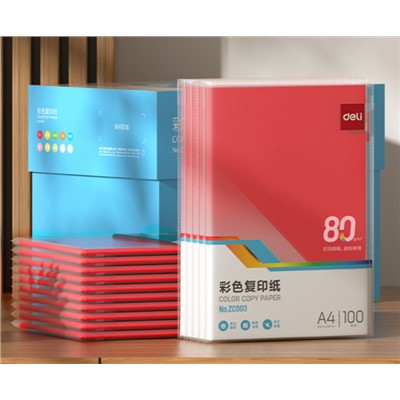 ZS  A4彩色复印纸80g 得力ZC003 100页/包